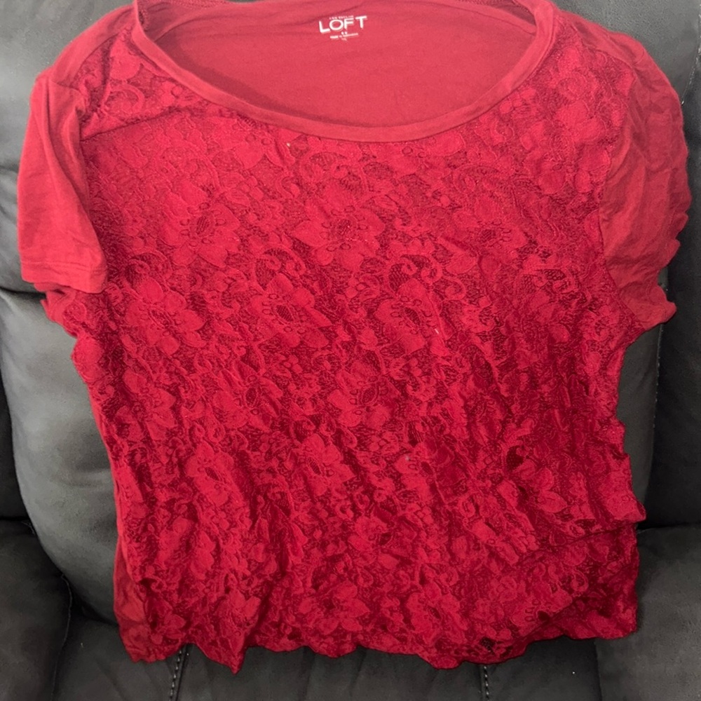 Loft lace red top